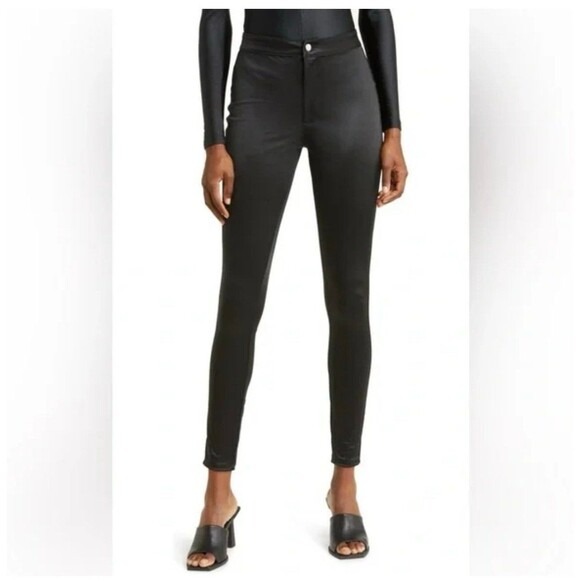 Skims High Rise Skinny Disco Pants Pockets Onyx Black Contemporary Size XSmall - Picture 1 of 5